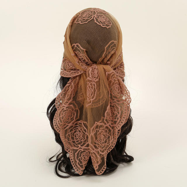 Hot popular embroidered 80cm square scarf headscarf decorative scarves