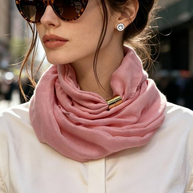 Spring summer new design plain color magnetic snap scarf for women