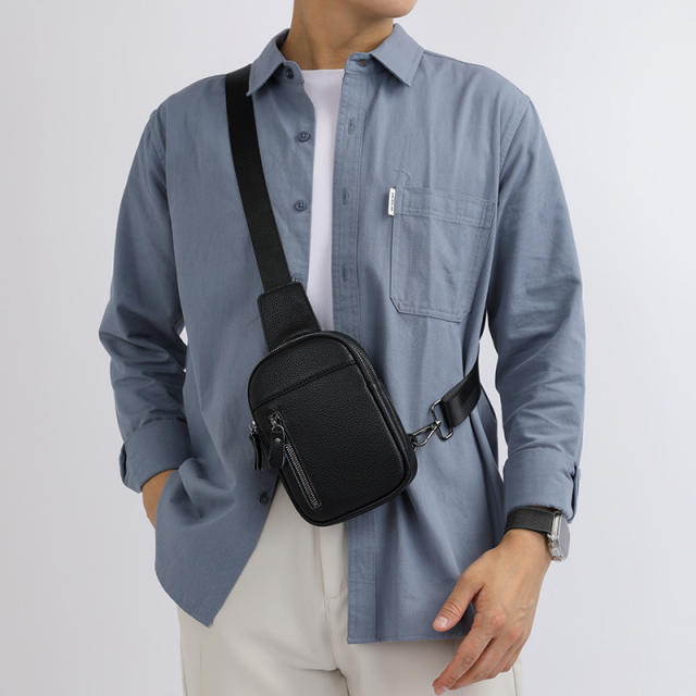 Head layer cowhide men's bag simple men's chest bag