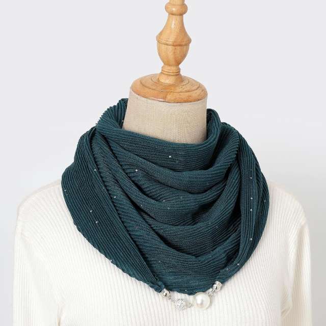 Autumn New Solid Color Crumpled Magnetic Buckle Scarf