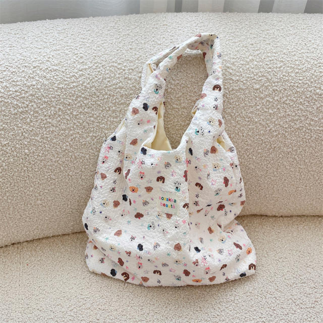 Autumn and Winter Korean Style Sweet Cartoon Bear Embossed Shoulder Bag Daily All-match Student Underarm Vest Bag for Women