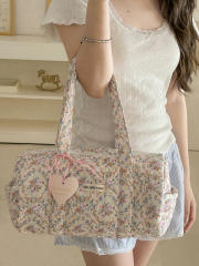 Floral Cylindrical Handbag Mommy Bag New Large-Capacity Travel Portable Floral Handbag