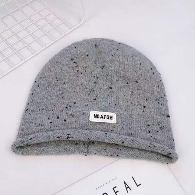 Korean-Style Lettered Rolled-Edge Multicolor Beanie Hat