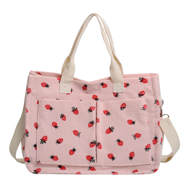 New Fruit Strawberry Printed Large Capacity Multi-pocket Bag