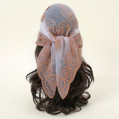 Hot popular embroidered 80cm square scarf headscarf decorative scarves