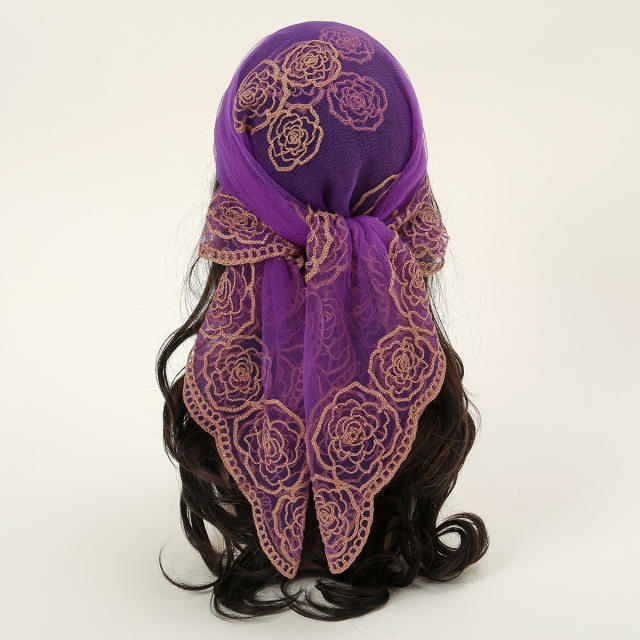 Hot popular embroidered 80cm square scarf headscarf decorative scarves