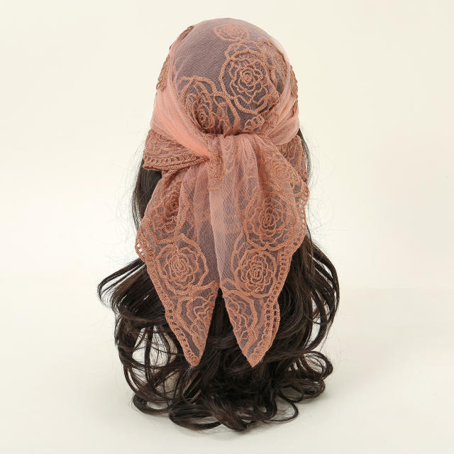 Hot popular embroidered 80cm square scarf headscarf decorative scarves
