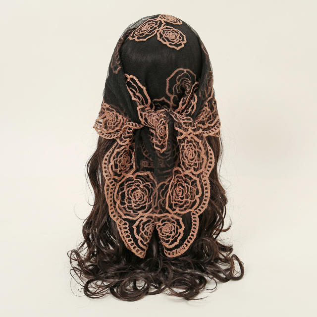 Hot popular embroidered 80cm square scarf headscarf decorative scarves