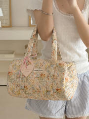 Floral Cylindrical Handbag Mommy Bag New Large-Capacity Travel Portable Floral Handbag