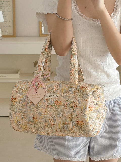 Floral Cylindrical Handbag Mommy Bag New Large-Capacity Travel Portable Floral Handbag