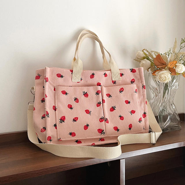 New Fruit Strawberry Printed Large Capacity Multi-pocket Bag