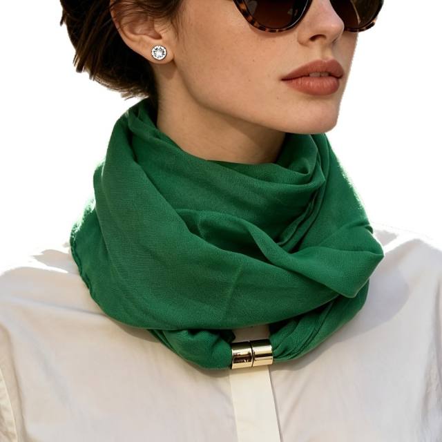 Spring summer new design plain color magnetic snap scarf for women