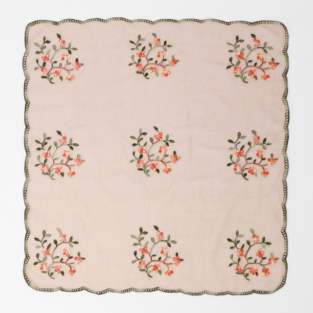 Spring and Summer Embroidered Nylon Square Scarf Ethnic Style Women's Travel Shawl Versatile Gauze Scarf