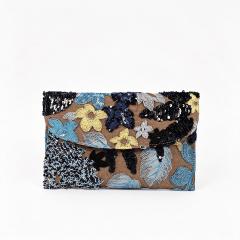 Women's clutch Bag with Sequin Embroidery Straw Clutch