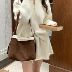 Autumn Winter Retro Plush Shoulder Bag for Women