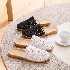 New All-Season Lace-Up Indoor Linen Women's Slippers
