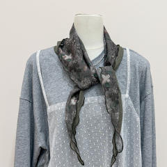 Ins-Style Floral Small Square Scarf for Women Thin Silk triangle Scarf