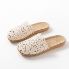 New All-Season Lace-Up Indoor Linen Women's Slippers