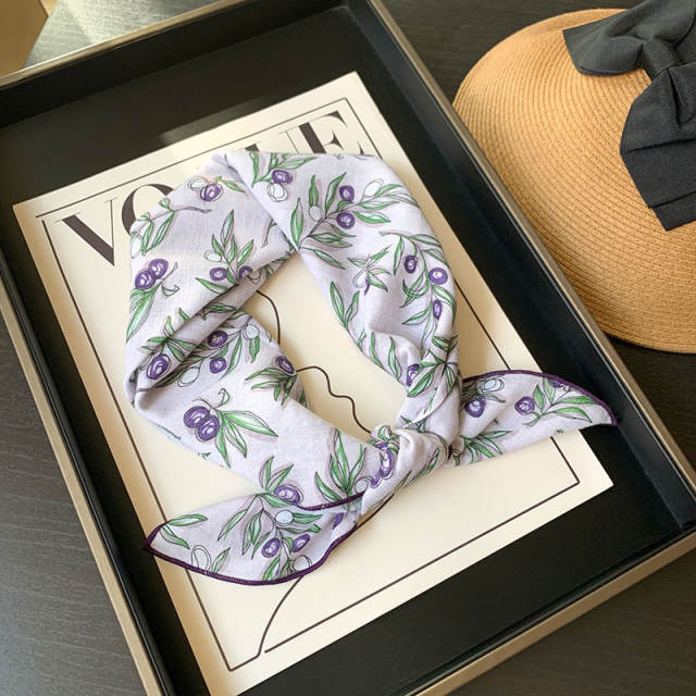 Korean Style Women's Floral Fresh Small Square Scarf