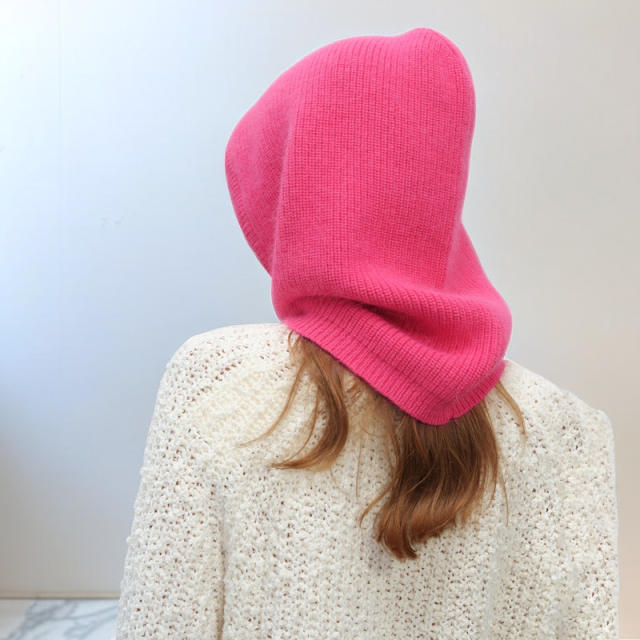 Autumn winter unisex versatile solid color drawstring rabbit fur warm simple fashion knitted hat