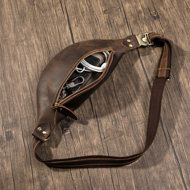 Men's Bags Genuine Leather Chest Bags Casual Crossbody Bags,