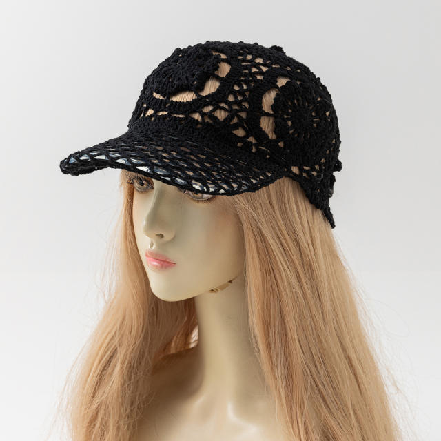 Summer handmade corchet flower sunhat baseball hat for women