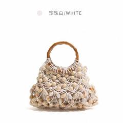 Beaded Hollow Woven Handbag Summer Vacation Style Retro Handbag