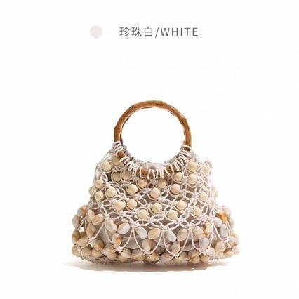 Beaded Hollow Woven Handbag Summer Vacation Style Retro Handbag