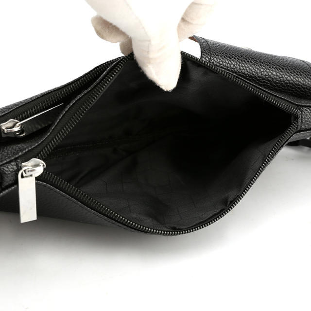 Leather Bag Classic Men's Crossbody Bag Waist Bag Multi-Layer Shoulder Bag Pu Leather Chest Bag