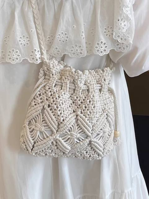 Straw Bag Women's Summer All-match Fashion Crossbody Bucket Bag Seaside Beach Bag