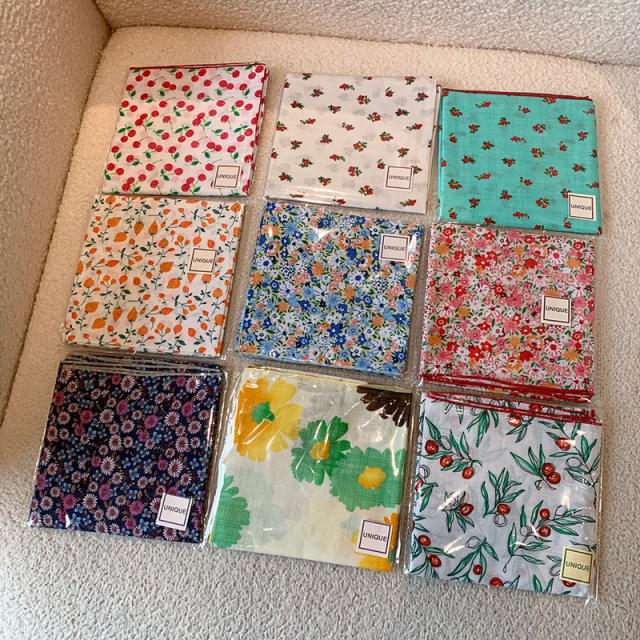 Korean Style Women's Floral Fresh Small Square Scarf
