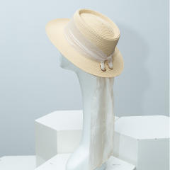 Flat-Top Sun Hat for Women Spring Summer Elegant Sun Protection Straw Hat