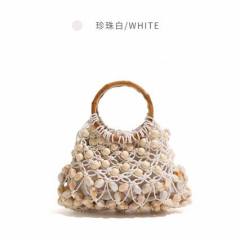 Beaded Hollow Woven Handbag Summer Vacation Style Retro Handbag