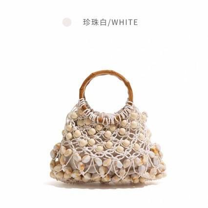 Beaded Hollow Woven Handbag Summer Vacation Style Retro Handbag