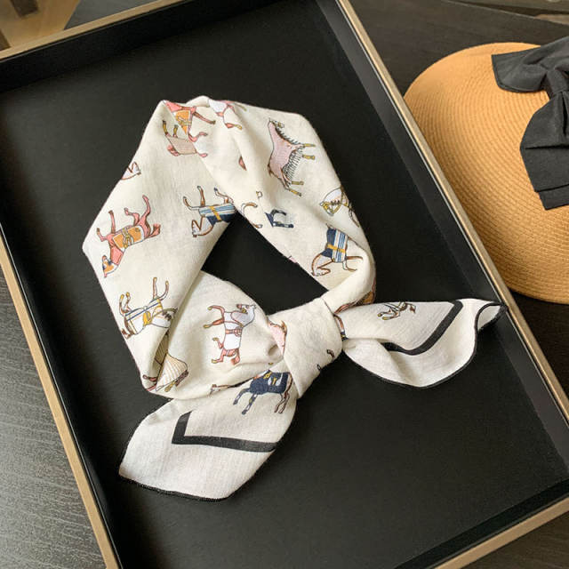 Korean Style Women's Floral Fresh Small Square Scarf