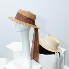 Flat-Top Sun Hat for Women Spring Summer Elegant Sun Protection Straw Hat