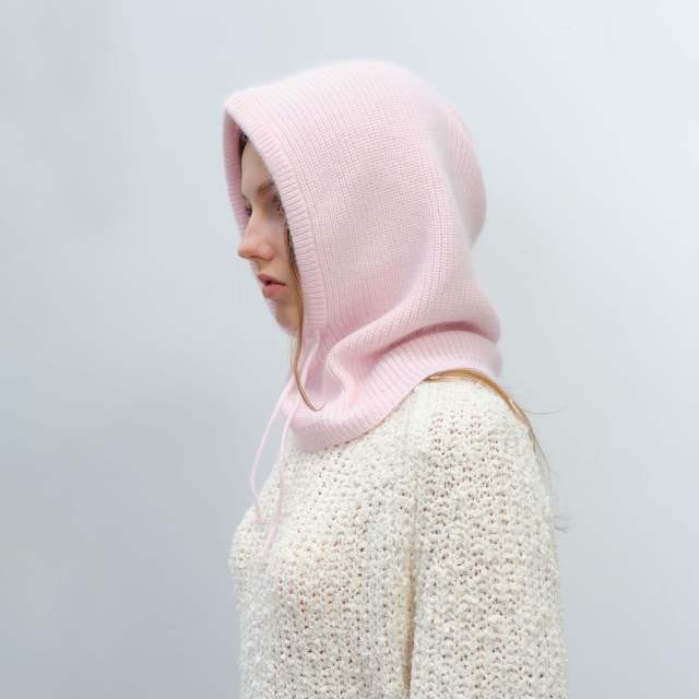 Autumn winter unisex versatile solid color drawstring rabbit fur warm simple fashion knitted hat