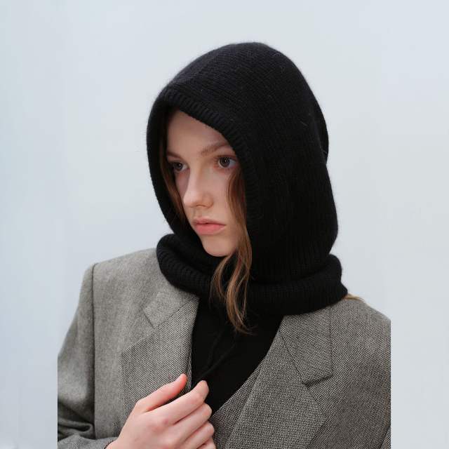 Autumn winter unisex versatile solid color drawstring rabbit fur warm simple fashion knitted hat
