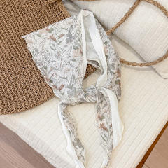 Ins-Style Floral Small Square Scarf for Women Thin Silk triangle Scarf
