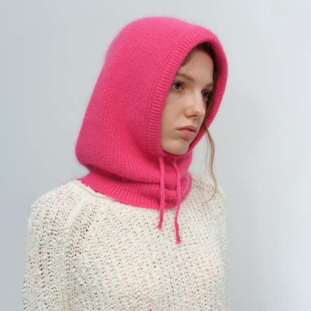 Autumn winter unisex versatile solid color drawstring rabbit fur warm simple fashion knitted hat