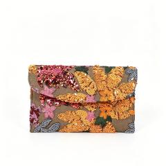 Women's clutch Bag with Sequin Embroidery Straw Clutch