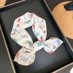Korean Style Women's Floral Fresh Small Square Scarf