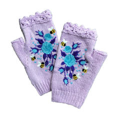 INS Autumn and Winter Embroidered Women's Warm Gloves
