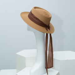Flat-Top Sun Hat for Women Spring Summer Elegant Sun Protection Straw Hat