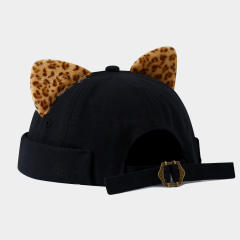 Fresh Leopard Print Ear Melon Cap for Women cute cat ear hat
