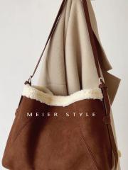 Autumn Winter Retro Plush Shoulder Bag for Women