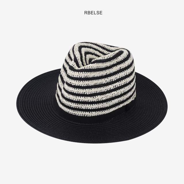 Colorful striped flat-top hat for men and women summer sun protection straw hat