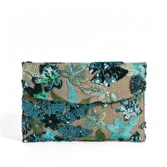 Women's clutch Bag with Sequin Embroidery Straw Clutch