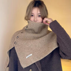 Autumn Winter Buttons Wool Shawl Knitted All-match Shawl