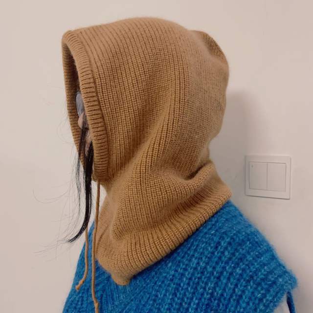 Autumn winter unisex versatile solid color drawstring rabbit fur warm simple fashion knitted hat
